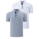 Dewberry DUO SET T8560 MEN'S T-SHIRT-LIGHT GRAY-SNOW WHITE | shoptok.hr