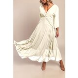 Fenzy Maxi Obleka Z "V" Izrezom, Bež | Shoptok.si