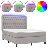  Krevet box spring s madracem LED svjetlosivi 140x200 cm tkanina | shoptok.hr