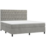  box spring s madracem LED svjetlosivi 160x200 cm baršun | shoptok.hr