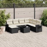 Maison Chic Seti vrtnega pohištva - Vrtna garnitura - Vrtni pohištvo set 8-delna z blazinami črn poli ratan, (21799786) | Shoptok.si