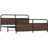 Metalni Kovinski posteljni okvir brez vzmetnice rjavi hrast 200x200 cm, (21610859) | Shoptok.si