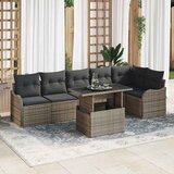 vidaXL 7-delna vrtna sedežna garnitura z blazinami Siva poly ratan | Shoptok.si