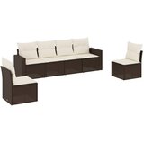  6-dijelni set vrtnih sofa od poliratana s jastucima smeđi | shoptok.hr