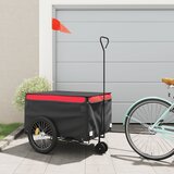 vidaXL Prikolica za bicikl crno-crvena 45 kg željezna Cijene