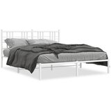  The Living Store Kovinski posteljni okvir z vzglavjem bel 160x200 cm - Posteljni Okvir, (21498081) | Shoptok.si