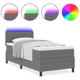  Krevet s oprugama s madracem &amp LED svjetlom Svjetlosiva 100x200 cm Žakard tkanina | shoptok.hr