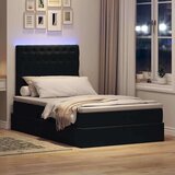 vidaXL Krevet S LED lampica s uzglavljem Crna 120 x 200 cm Baršun | shoptok.hr