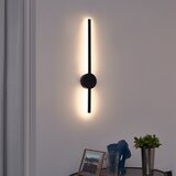 QAZQA Moderna stenska svetilka črna 60 cm vklj. LED zatemnilna - Clockwise u