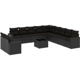  12-dijelni set vrtnih sofa od poliratana s jastucima crni | shoptok.hr