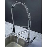 EYN Pol profesionalna kuhinjska armatura za domačo uporabo | Kuhinjska Pipa 0141 je visoka dvoizhodna pipa s tušem — Krom — 50 cm — LED osvetlitev | Shoptok.si