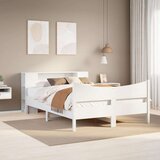vidaXL Posteljni okvir brez vzmetnice bel 135x190 cm trdna borovina | Shoptok.si