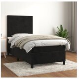  Box spring postelja z vzmetnico črna 80x200 cm žamet | Shoptok.si
