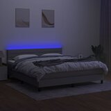 Krevet box spring s madracem LED svjetlosivi 180x200 cm tkanina | Eponuda.com