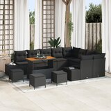 vidaXL 13-dijelna garnitura sofa za vrt s jastučićima crna poli ratan akacija, 4-dijelni set za vanjsku blagovaonicu s jastučićima crna poli ratan akacija, dvosjedna garnitura sofa za vrt s jastučićima crna poli ratan | shoptok.hr