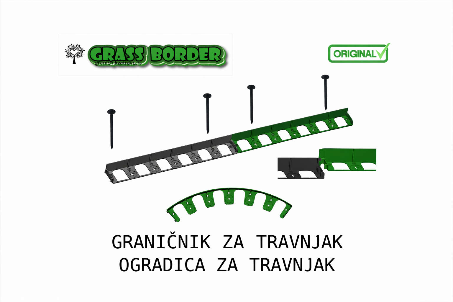 Graničnik Ivičnjak za travnjak malč - 10m (16 kom.) sa 40 klinova