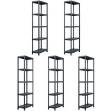 vidaXL stojala s policami 5 kosov plastika 125 kg 60x30x180 cm črna | Shoptok.si