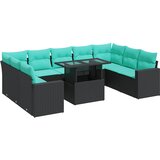 vidaXL Vrtna sedežna garnitura z blazinami 10-delna črn ratan/akacija, (22047980) | Shoptok.si