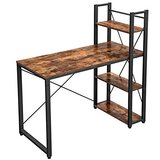 Songmics Računalniška miza, 120 cm miza s policami na levi ali desni strani, stabilna, enostavna za montažo, za domačo pisarno, industrijski stil, rustikalno rjava in črna LWD48X, (21258418) Cene