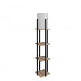 Opviq Podna lampa polica NORA crna/ drvo, ivrica, MDF, platno, visina 135 cm, promjer sjenila 21 cm, visina 36 cm, E27 45-60 W, Nora SRC | shoptok.hr
