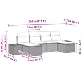  Sjedeća garnitura za vrt 6 kom. Svijetlo siva poliratan Svjetlosiva 294 x 117 x 85 cm | shoptok.hr