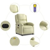 vidaXL Električni masažni naslanjač krem pravo usnje | Shoptok.si