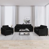  3-dijelni set sofa s jastucima crni od mikrovlakana | Eponuda.com