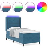  Postelja s vzmetnico in LED temno modra 90x190 cm žamet, (22049073) Slike