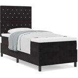 vidaXL Box Spring Krevet s Madracem Crna 90x200 cm Baršun | shoptok.hr
