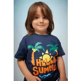 DEFACTO Baby Boy Palm Pattern Short Sleeve T-Shirt