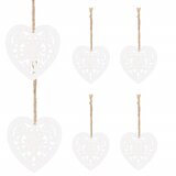springos set drvenih ukrasa - srca, 6 komada, mat bijela | shoptok.hr