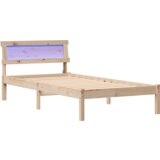 vidaXL Posteljna podlaga z vzglavjem in LED 80x200 cm Trdna borova les | Shoptok.si