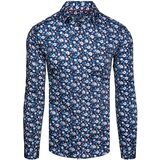DStreet Koszula męska we wzory z długim rękawem granatowa | Shoptok.si