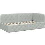 vidaXL Kotna postelja z vzmetnico Svetlo siva 90 x 190 cm Žamet | Shoptok.si