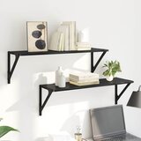 Police na zidu s policom 2 pcs Crni hrast 80 x 25 x 25,5 cm | shoptok.hr