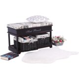 Kondela Klop z blazino, 2 košari, temno rjava/bež/vzorec, SEAT BENCH 3 | Shoptok.si