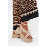 Boto Women's sandals on platform and wedge eco leather beige Tenzorus | Shoptok.si
