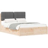 vidaXL Krevetni okvir s tapiciranim uzglavljem Tamno siva 135 x 190 cm | shoptok.hr