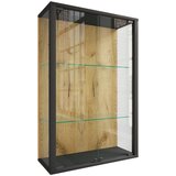 Livetastic VISEČA VITRINA, prozorno, črna, medeni hrast | Shoptok.si