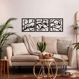 Wallxpert metalni zidni ukras 5232, grane sa pticama u 3 kvadratna panela, 154 x 50 cm, crni | Eponuda.com