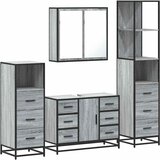 vidaXL Kopalniško pohištvo 4 kosi siva sonoma inženirski les, (22013445) | Shoptok.si