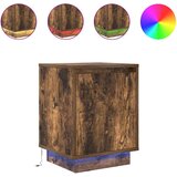 Maison Chic Nočna omarica - Nočna miza z LED svetili Smoked Oak 38x34x50 cm, (21688817) Cene