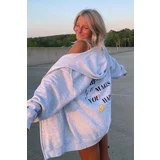 Madmext Mad Girls Carmelange Hooded Back Printed Sweatshirt