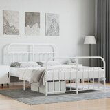 Maison Chic Kovinski Posteljni okvir - Dvoposteljna postelja - Zakonska postelja z vzglavjem in vznožjem bel 135x190 cm, (21696953) | Shoptok.si