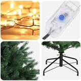  Umjetno božićno drvce s nogom 150 cm 150 LED lampica - Zelena 150 cm s LED svjetlima | shoptok.hr