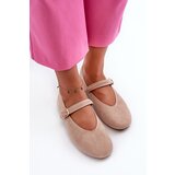 Boto Beige Buckled Faux Suede Ballerina Flats Anlofi | Shoptok.si