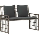  Set vanjskog namještaja s jastukom 4 pcs Siva i tamno siva - siva i tamnosiva 2x pojedinačna stolica +1x klupa +1x veliki stol | shoptok.hr
