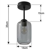 Brilagi LED nadgradni luster R GLASS 1xE27/60W/230V, prečnik 14 cm, crna/dimna siva Slike