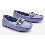 EVENTO Women's suede loafers with crystals Blue Lucille | Eponuda.ba