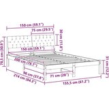  Okvir kreveta s uzglavljem Bijela i svijetlosiva 150 x 200 cm | shoptok.hr
